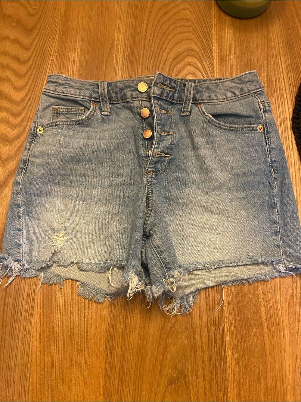 Universal Thread Light Blue Distressed Button-Fly Denim Shorts